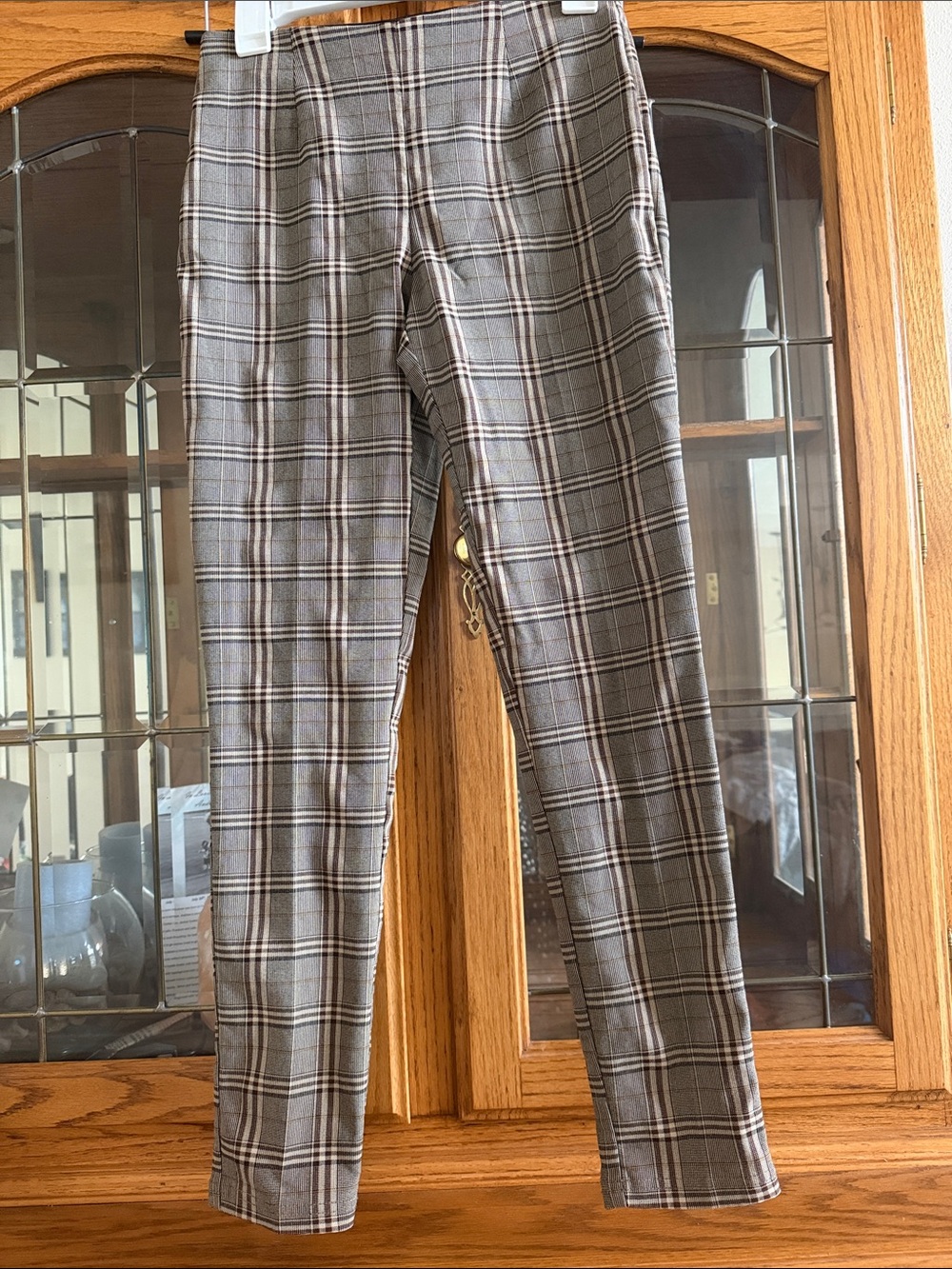 Calvin Klein Gray Plaid Skinny Pants